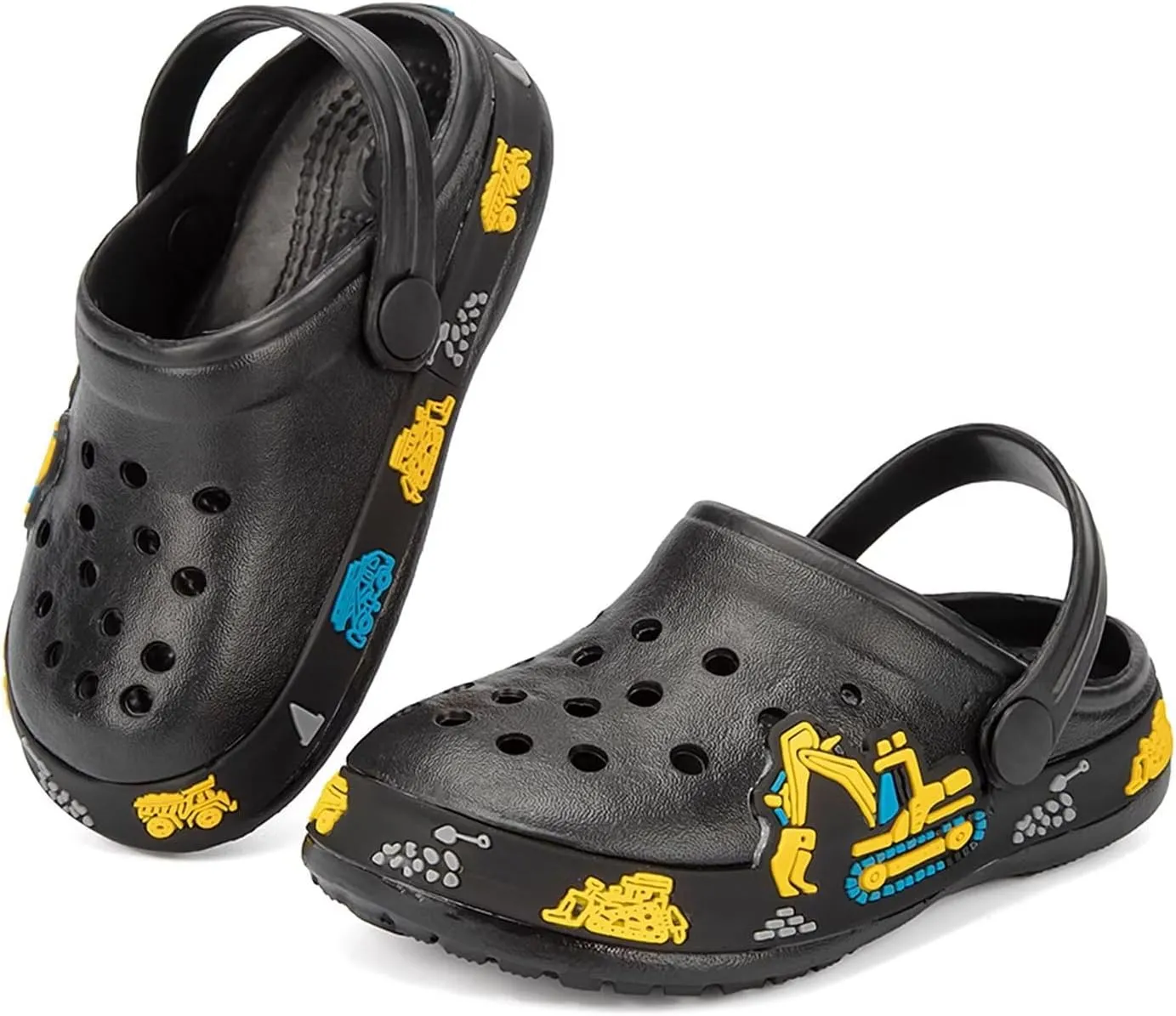 XPKWS Kids Clogs Boys Girls Garden Shoes Unisex-Child Cartoon Slide Sandals with Pivoting Heel Straps