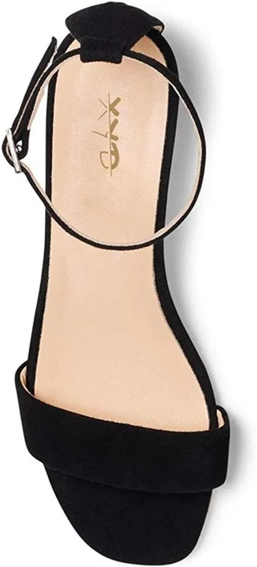 XYD Women Open Toe Strappy Sparkly Block Low Heel Sandal Pumps Ankle Strap Buckled Wedding Dress Evening Shoes