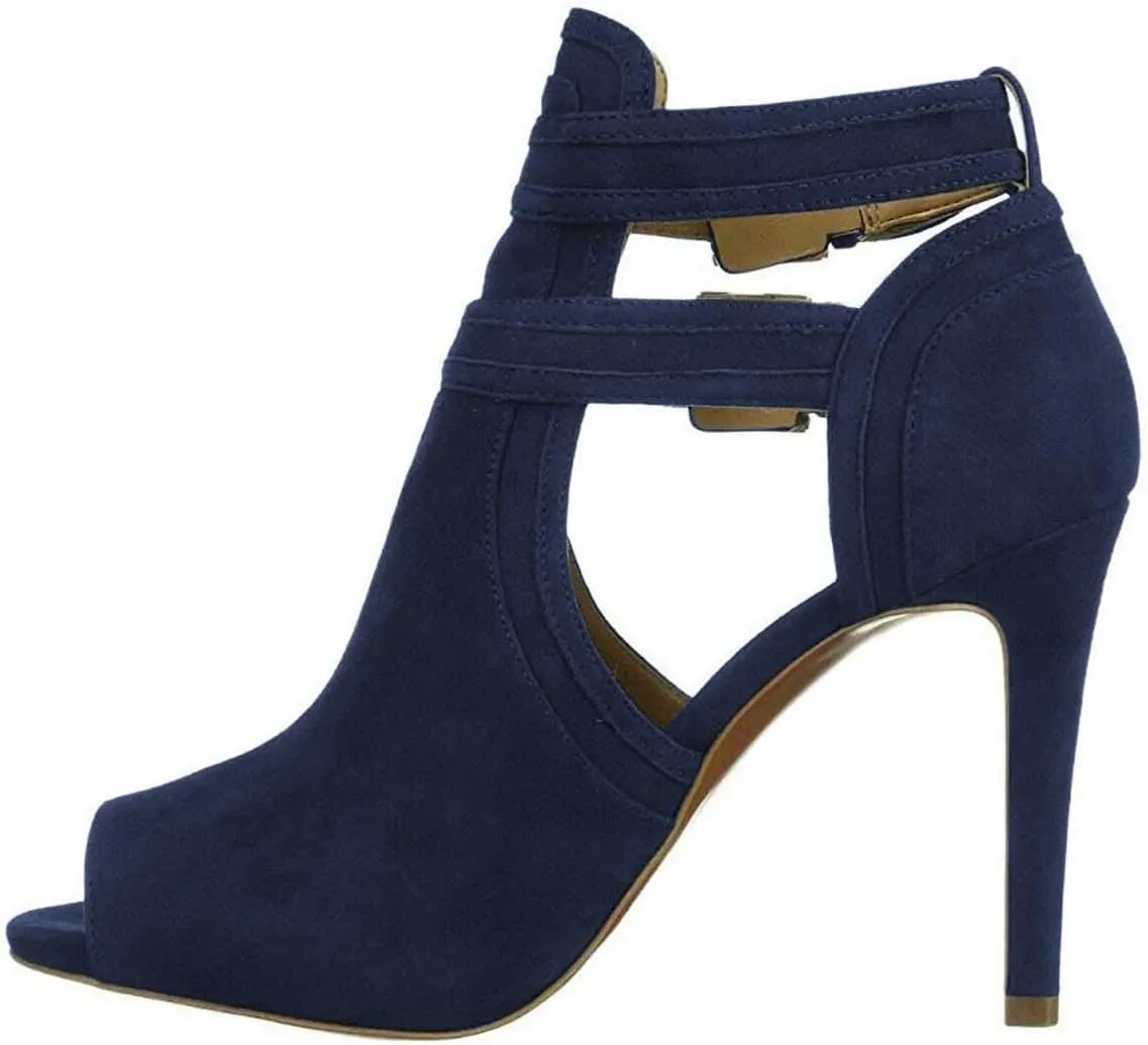XYD Women Peep Toe Sandal Ankle Booties Dual Buckled Straps Stiletto Heels Stylish Cutout Event Party Pumps Shoes