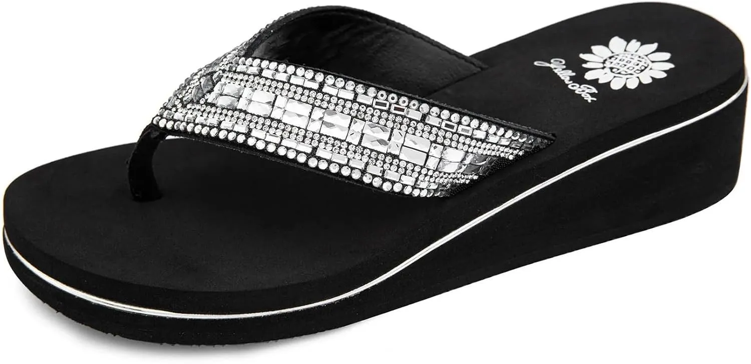 Yellow Box Women's Sunvale Wedge Sandal, Round Toe, Medium-High 2 Inch Heel, 0.75 Inch Platform Comfortable Flip-Flop