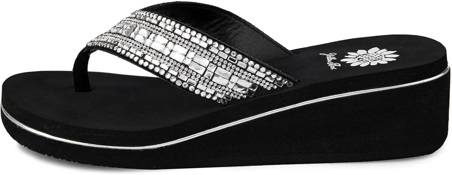 Yellow Box Women's Sunvale Wedge Sandal, Round Toe, Medium-High 2 Inch Heel, 0.75 Inch Platform Comfortable Flip-Flop